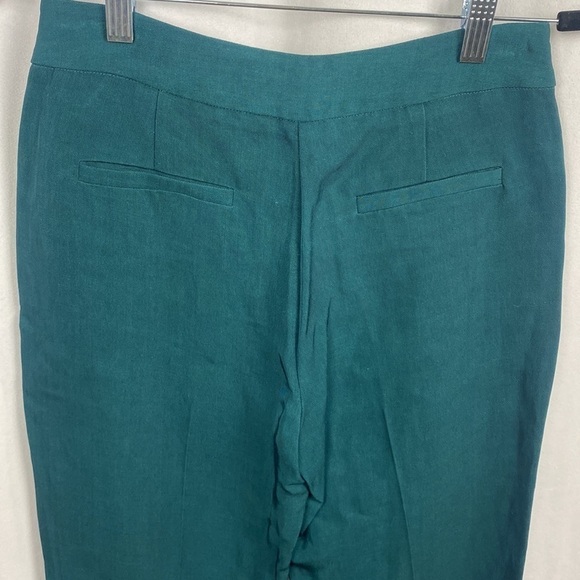 Anthropologie See U Soon Dark Tourquoise Green Tapered Linen Trouser Dress Pants - Picture 13 of 16